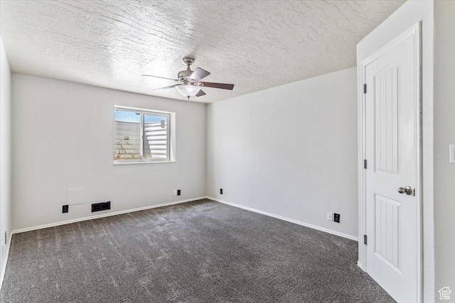 1627 W 350 N, West Point, UT 84015 - empty room with ceiling fan, dark carpet, baseboards, and a textured ceiling