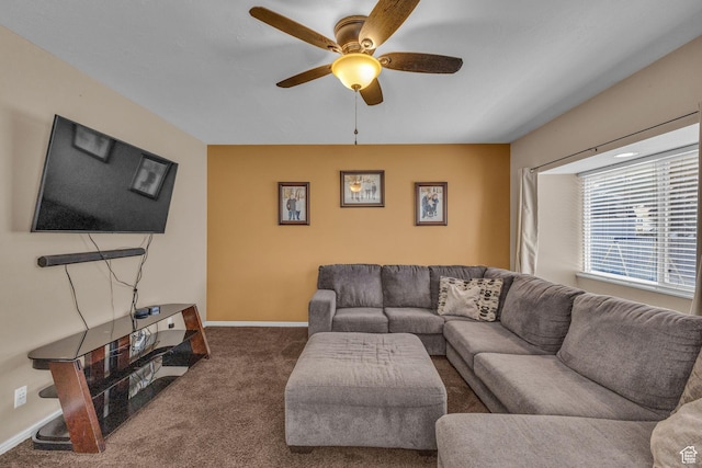 1123 N 3050 W, West Point, UT 84015 - living room with carpet, ceiling fan, and baseboards