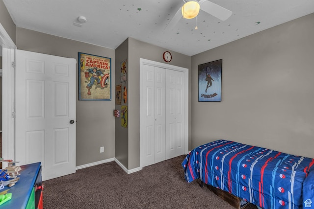 1123 N 3050 W, West Point, UT 84015 - carpeted bedroom featuring a closet, ceiling fan, and baseboards