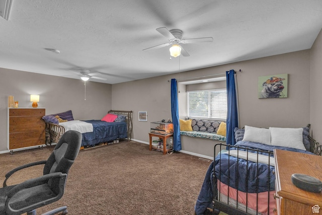 1123 N 3050 W, West Point, UT 84015 - carpeted bedroom featuring baseboards, ceiling fan, and a textured ceiling