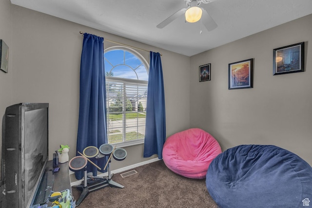 1123 N 3050 W, West Point, UT 84015 - recreation room with carpet floors, baseboards, and ceiling fan