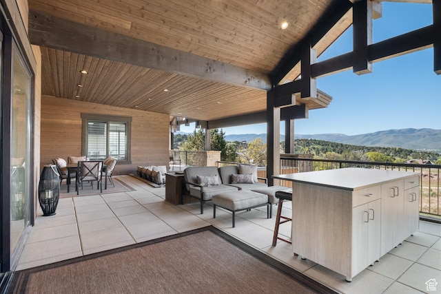 523 N Red Ct, Heber City, UT 84032 - view of patio / terrace with a mountain view and an outdoor hangout area
