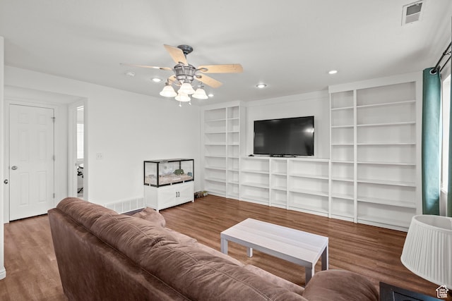 524 N 2870 W, Provo, UT 84601 - living room with a ceiling fan, wood finished floors, and recessed lighting