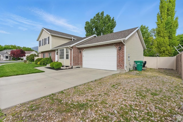 524 N 2870 W, Provo, UT 84601 - view of front of home featuring brick siding, a garage, concrete driveway, and a shingled roof
