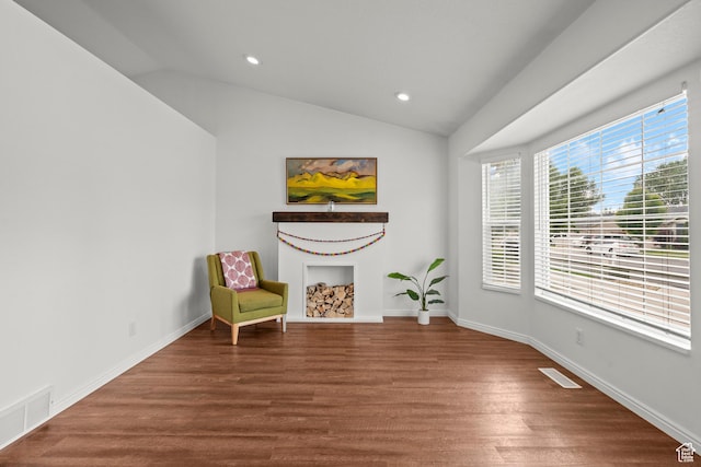 524 N 2870 W, Provo, UT 84601 - living area featuring vaulted ceiling, wood finished floors, recessed lighting, and baseboards