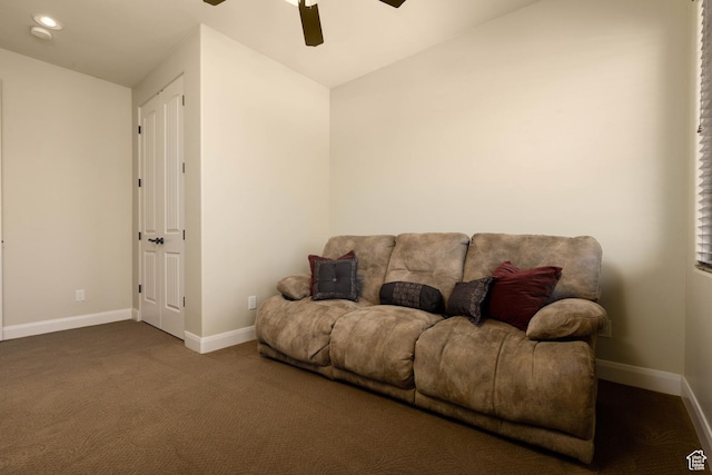 822 E Birken St, Washington, UT 84780 - living room with a ceiling fan, baseboards, lofted ceiling, and carpet