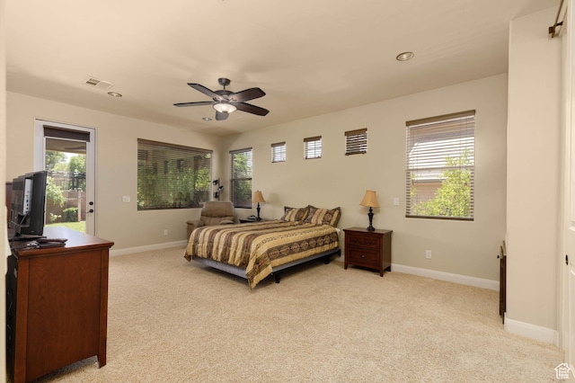 822 E Birken St, Washington, UT 84780 - bedroom with light carpet, baseboards, ceiling fan, and recessed lighting