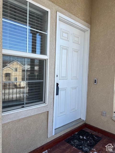 438 E Parowan Way, Draper, UT 84020 - doorway to property featuring stucco siding