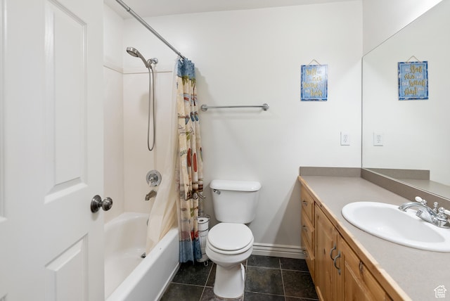2047 E 1850 S, Spanish Fork, UT 84660 - full bath with vanity, toilet, shower / tub combo, tile patterned flooring, and baseboards