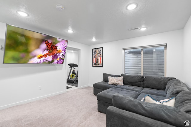 2047 E 1850 S, Spanish Fork, UT 84660 - living room with carpet floors, recessed lighting, baseboards, and a textured ceiling