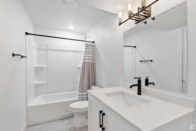 2047 E 1850 S, Spanish Fork, UT 84660 - full bath featuring toilet, vanity, shower / bath combo, and a textured ceiling
