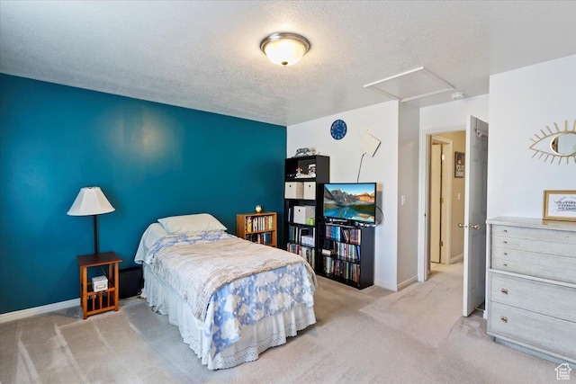 1338 E 6125 S, South Ogden, UT 84405 - carpeted bedroom featuring a textured ceiling, baseboards, and attic access
