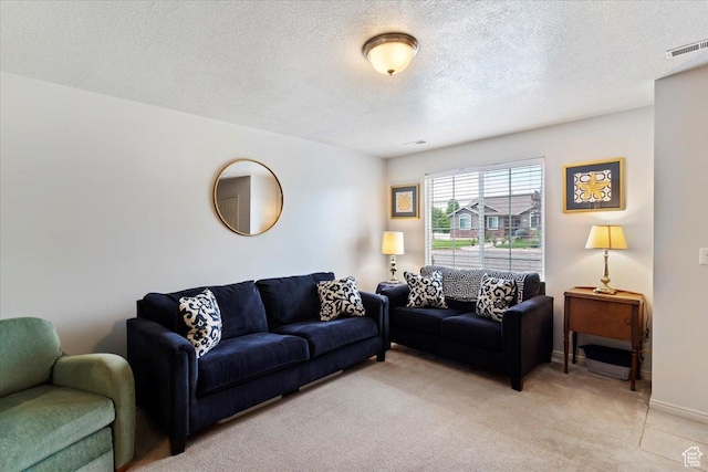 1338 E 6125 S, South Ogden, UT 84405 - living room featuring light colored carpet, a textured ceiling, and baseboards