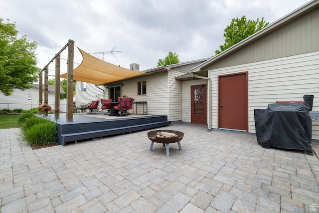 2155 W 900 N, Maeser, UT 84078 - view of patio / terrace featuring an outdoor fire pit, a deck, and a grill