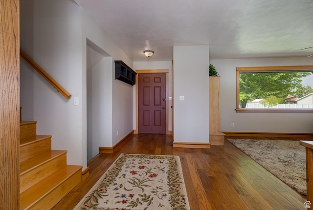 2155 W 900 N, Maeser, UT 84078 - entryway with stairway, wood finished floors, and baseboards