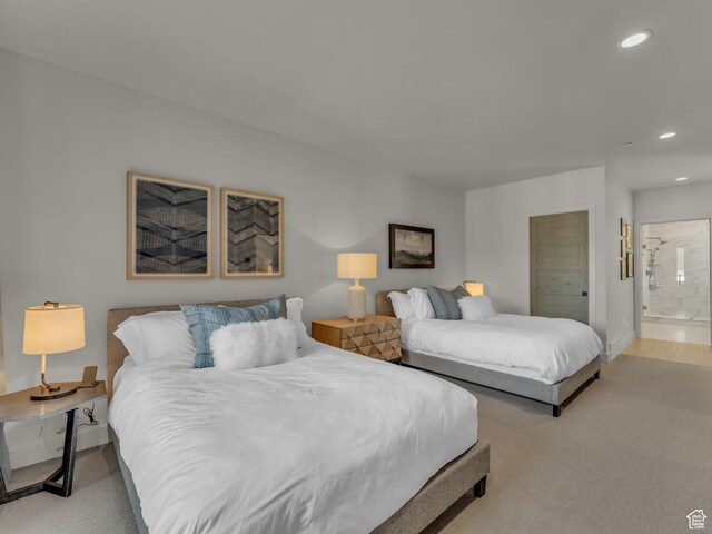 6417 Double Deer Loop, Park City, UT 84098 - bedroom featuring light colored carpet, recessed lighting, baseboards, and ensuite bathroom