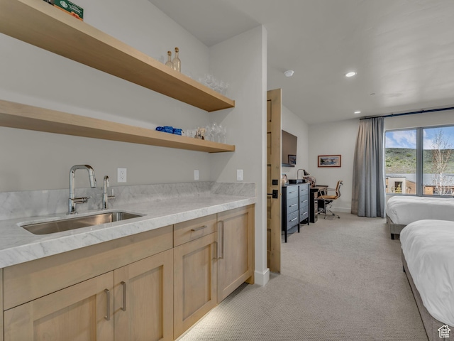 6417 Double Deer Loop, Park City, UT 84098 - bar area featuring a sink, light carpet, recessed lighting, and baseboards