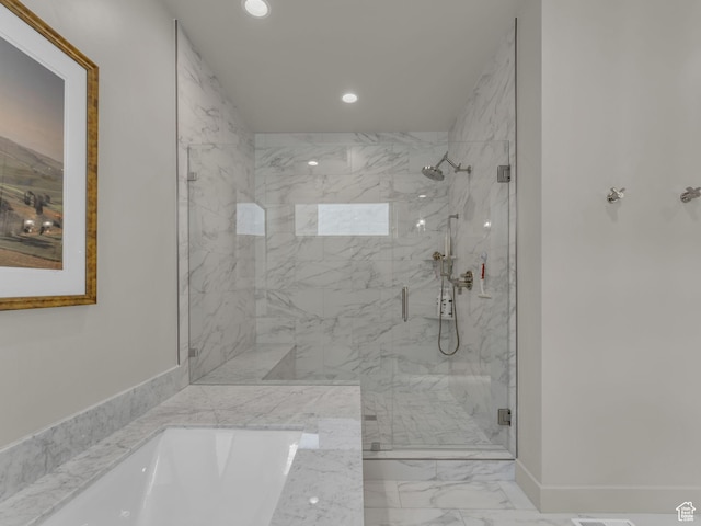 6417 Double Deer Loop, Park City, UT 84098 - bathroom featuring recessed lighting, a marble finish shower, and marble finish flooring