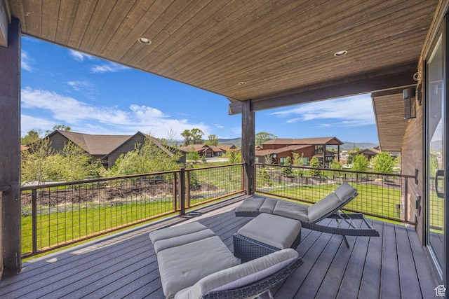 336 Big Meadow Dr, Kamas, UT 84036 - wooden deck with a residential view and a lawn