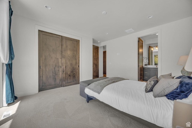 336 Big Meadow Dr, Kamas, UT 84036 - bedroom featuring light colored carpet, recessed lighting, and a closet