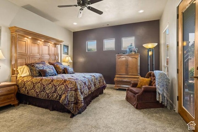 1618 N 775 W, Washington, UT 84780 - bedroom with light carpet, recessed lighting, ceiling fan, and baseboards