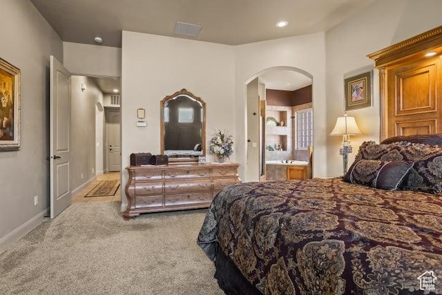 1618 N 775 W, Washington, UT 84780 - carpeted bedroom with arched walkways, connected bathroom, and recessed lighting
