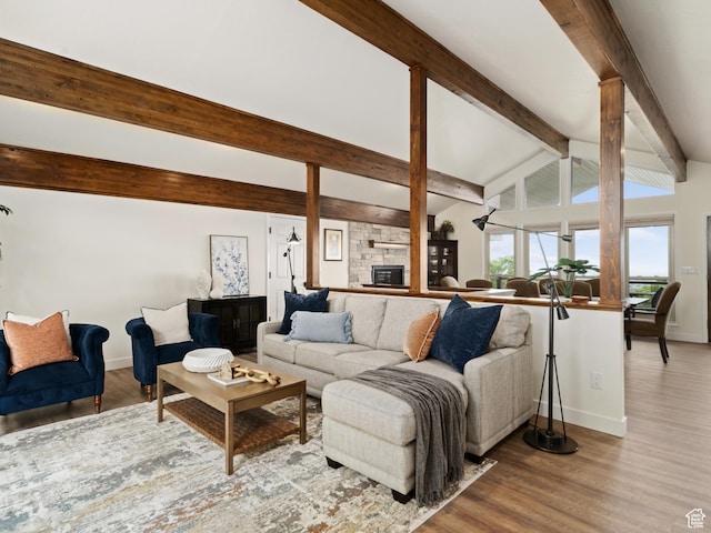 4253 S Spring Rd E, Ogden, UT 84403 - living area featuring baseboards, wood finished floors, and ornate columns