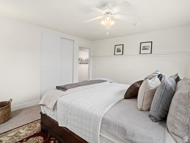 4253 S Spring Rd E, Ogden, UT 84403 - carpeted bedroom featuring baseboards, a closet, and ceiling fan