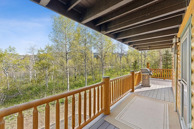 5399 E Targhee Dr E, Oakley, UT 84055 - wooden terrace with a grill