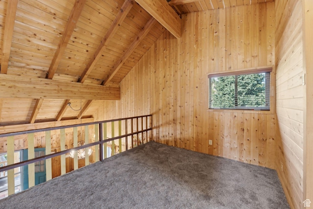 5399 E Targhee Dr E, Oakley, UT 84055 - bonus room featuring wood ceiling, wooden walls, and carpet flooring