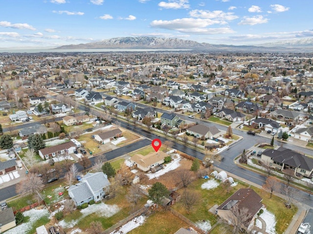 5586 W 10130 N, Highland, UT 84003 - aerial overview of property's location featuring a mountain backdrop and nearby suburban area
