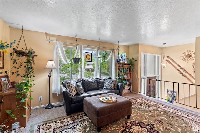 3275 N 250 E, North Ogden, UT 84414 - carpeted living area featuring baseboards and a textured ceiling