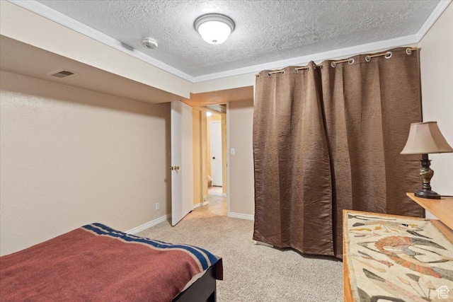 3275 N 250 E, North Ogden, UT 84414 - carpeted bedroom featuring ornamental molding, a textured ceiling, and baseboards