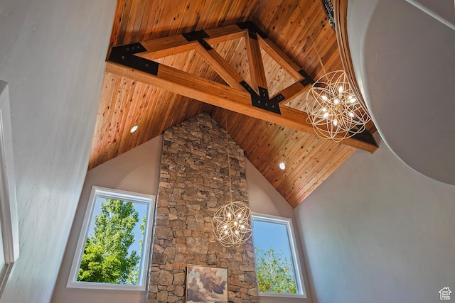 963 E Old English Rd, Draper, UT 84020 - detailed view of a chandelier and wooden ceiling with exposed beams
