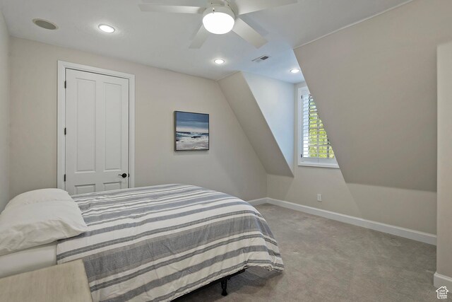 963 E Old English Rd, Draper, UT 84020 - carpeted bedroom with baseboards, a ceiling fan, and recessed lighting