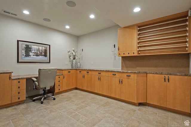 963 E Old English Rd, Draper, UT 84020 - unfurnished office featuring recessed lighting, light stone finish flooring, and built in study area