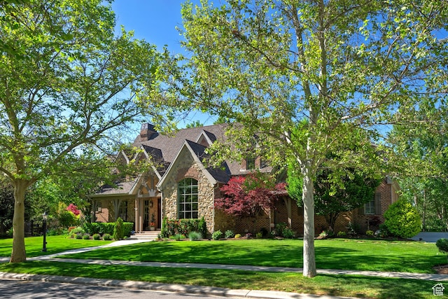 963 E Old English Rd, Draper, UT 84020 - view of front of house featuring stone siding and a front yard