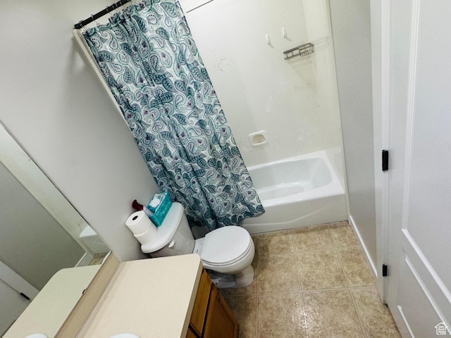 2552 W 2025 N, Clinton, UT 84015 - bathroom with vanity, toilet, tile patterned floors, and shower / bath combination with curtain