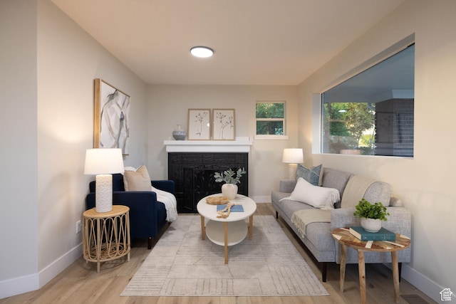 21 E 8680 S, Sandy, UT 84070 - living area with baseboards, wood finished floors, and a fireplace