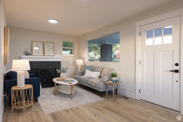 21 E 8680 S, Sandy, UT 84070 - living room with wood finished floors, baseboards, and a fireplace