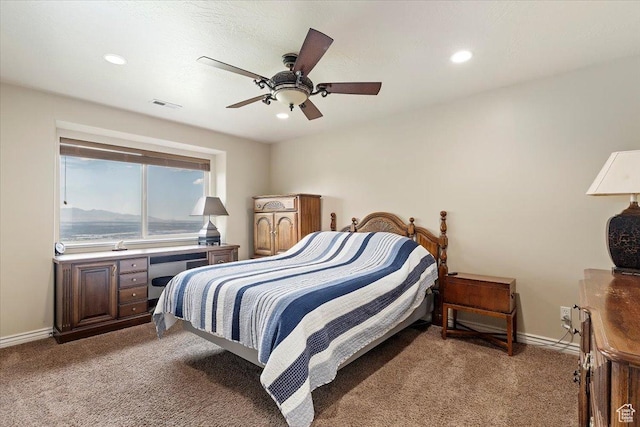 14248 Tumbleweed Way, Draper, UT 84020 - bedroom with carpet floors, recessed lighting, a ceiling fan, and baseboards
