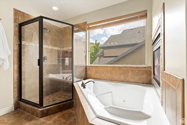 14248 Tumbleweed Way, Draper, UT 84020 - bathroom featuring a stall shower, a tub with jets, and baseboards