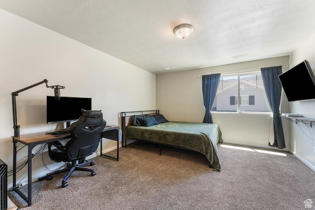 2956 S Willow Creek Dr, Saratoga Springs, UT 84045 - bedroom featuring carpet, a textured ceiling, baseboards, and a desk