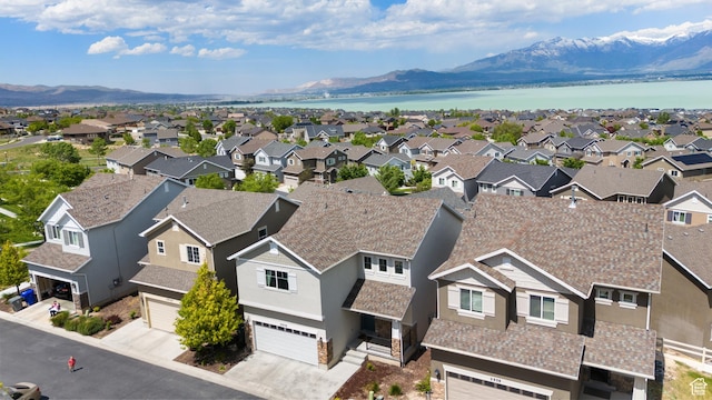2956 S Willow Creek Dr, Saratoga Springs, UT 84045 - aerial view of residential area featuring a water and mountain view