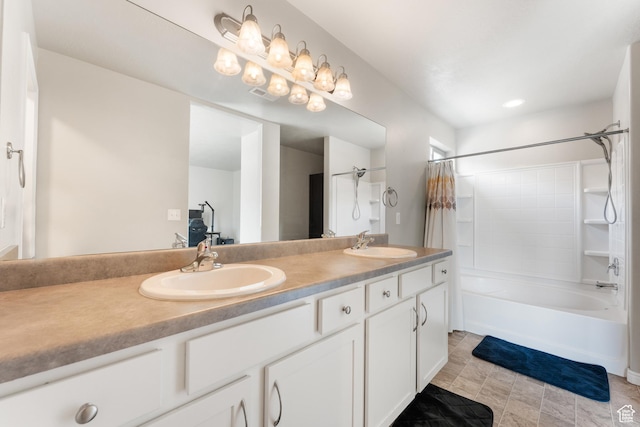 2956 S Willow Creek Dr, Saratoga Springs, UT 84045 - bathroom featuring double vanity and shower / bath combo