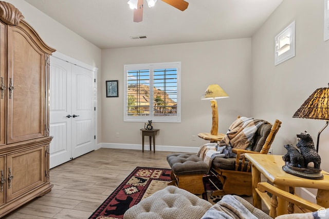 880 N 370 W, La Verkin, UT 84745 - sitting room featuring light wood-style floors, a ceiling fan, and baseboards