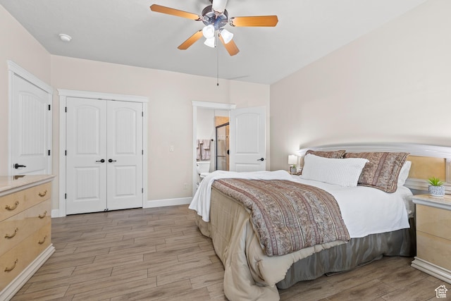 880 N 370 W, La Verkin, UT 84745 - bedroom with light wood-style flooring, a closet, baseboards, and a ceiling fan