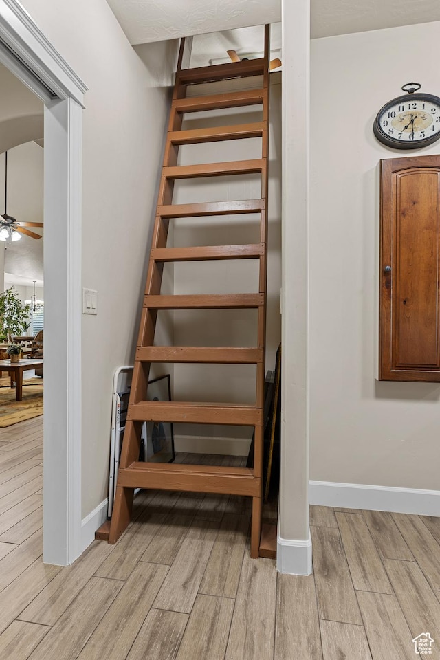 880 N 370 W, La Verkin, UT 84745 - staircase with wood finished floors, ceiling fan, and baseboards