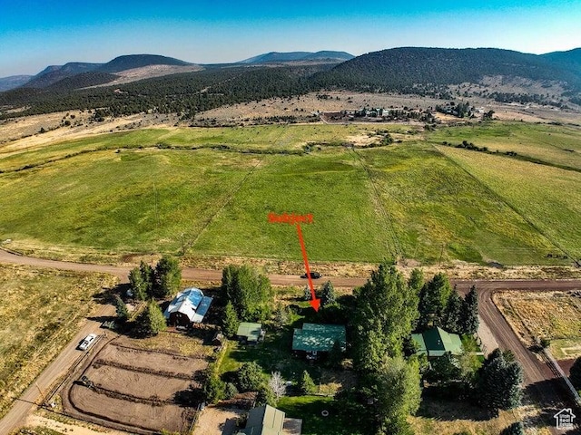 349 W 100 N, Pine Valley, UT 84781 - aerial view of property and surrounding area featuring rural landscape and a mountain backdrop