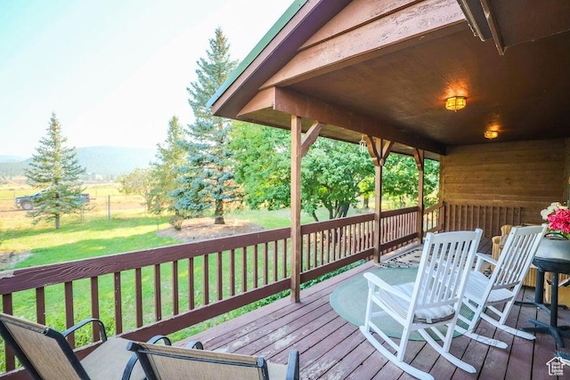 349 W 100 N, Pine Valley, UT 84781 - deck with a yard, outdoor dining area, and a mountain view